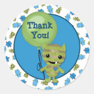 BOY MONSTER Peek a Boo Baby Shower blank PABC #3 Classic Round Sticker