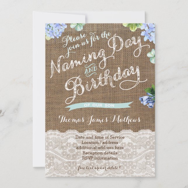 boy Naming Day and Birthday Celebration Invites (Front)