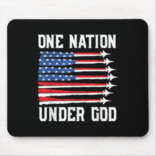 Boy Nation Under God 4th July American Flag Fighte Mouse Pad
