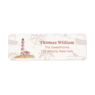 Boy Nautical Lighthouse Baby Shower Return Address Label