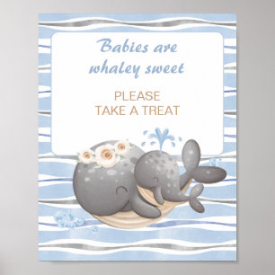 Boy Nautical Whale Baby Shower Favour Sign