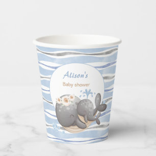 Boy Nautical Whale Baby Shower Paper Cups