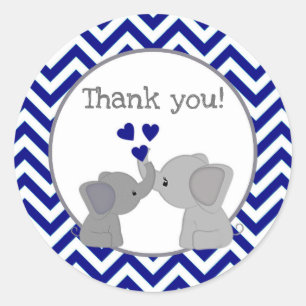 Boy Navy Elephant Baby Shower Stickers Chev 366-04