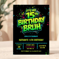 Boy Neon 15th Birthday Invitation Graffiti Style