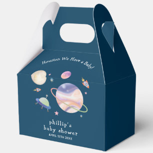 Boy Night Green Galaxy Space Moon Star Baby Shower Favour Box