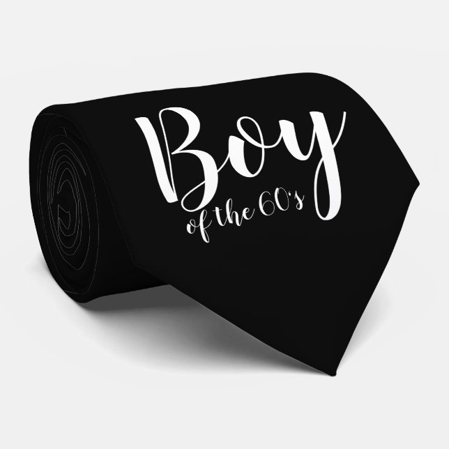 Boy of the Sixties 1960s Typography Black White Tie (Rolled)