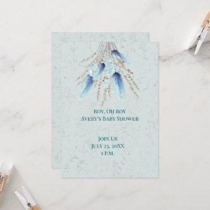 Boy Oh Boy Boho Twin Baby Shower Invitation