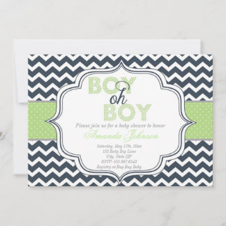 Boy Oh Boy Chic Chevron Baby Shower Invitation