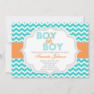 Boy Oh Boy Chic Chevron Baby Shower Invitation
