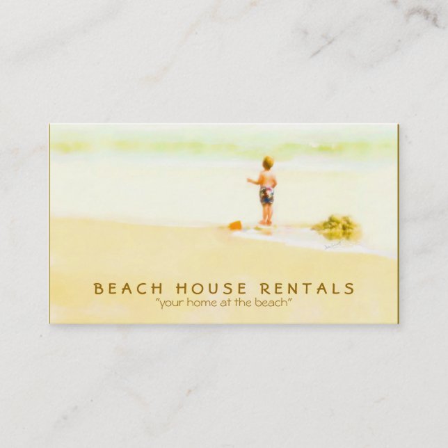 Boy on a Beach Watercolor Business Card (Front)
