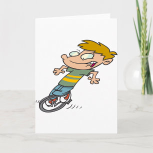 Boy On A Unicycle Greeting Cards
