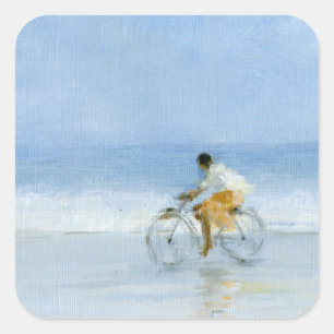 Boy on Bicycle 2 Square Sticker