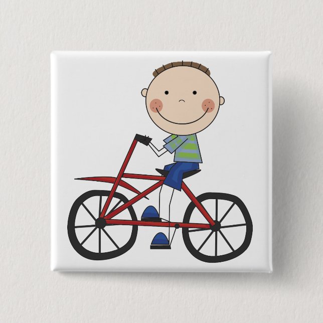 Boy on Bicycle Tshirts and Gifts 15 Cm Square Badge (Front)