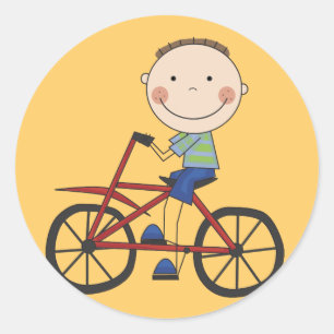 Boy on Bicycle Tshirts and Gifts Classic Round Sticker