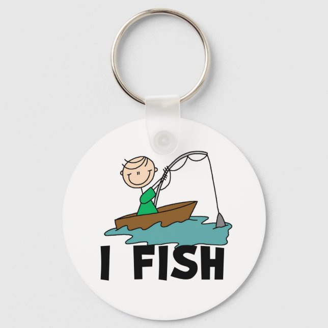 Boy on Boat I Fish Key Ring (Front)