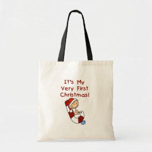Boy on Candy Cane 1st Christmas Tote Bag