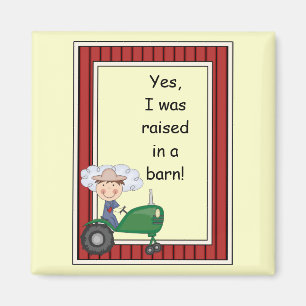 Boy on Green Tractor - Farmyard Barnyard - Kids Magnet