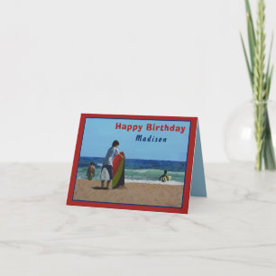Boy on The Beach Folded Greeting Card