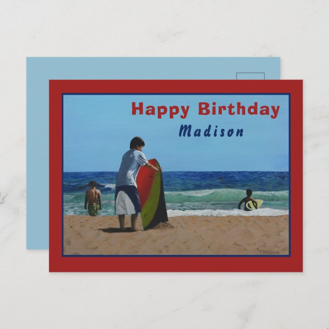 Boy on The Beach Postcard - Personalised Option (Front/Back)