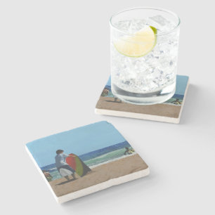 Boy on the Beach Stone Coaster