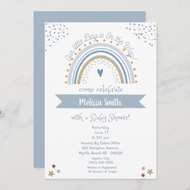 Boy on the Way Rainbow Baby Shower Invitation (Front/Back)