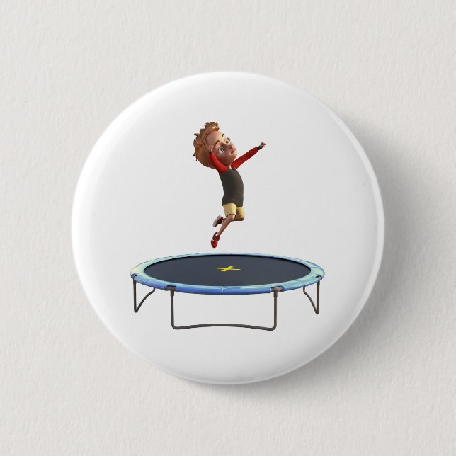 Boy on Trampoline 6 Cm Round Badge (Front)