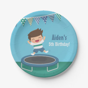 Boy on Trampoline Kids Birthday Party Paper Plates