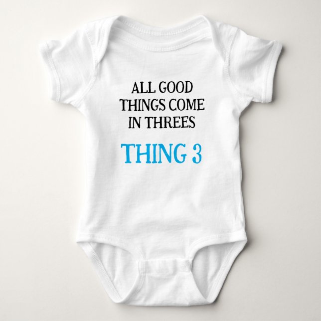 boy one piece for triplets, triplets gift idea,  baby bodysuit (Front)