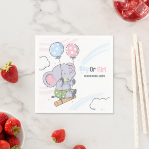 Boy Or A Girl Cute Elephant Gender Reveal  Napkin