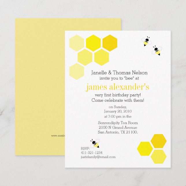 boy or girl ANY AGE bee BIRTHDAY PARTY Invitation (Front/Back)