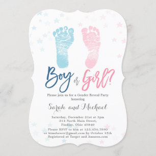 Boy or Girl Baby feet Gender Reveal Invitation