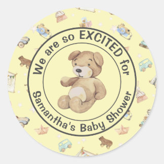 Boy or Girl Baby Shower Invite Envelope (20) Classic Round Sticker
