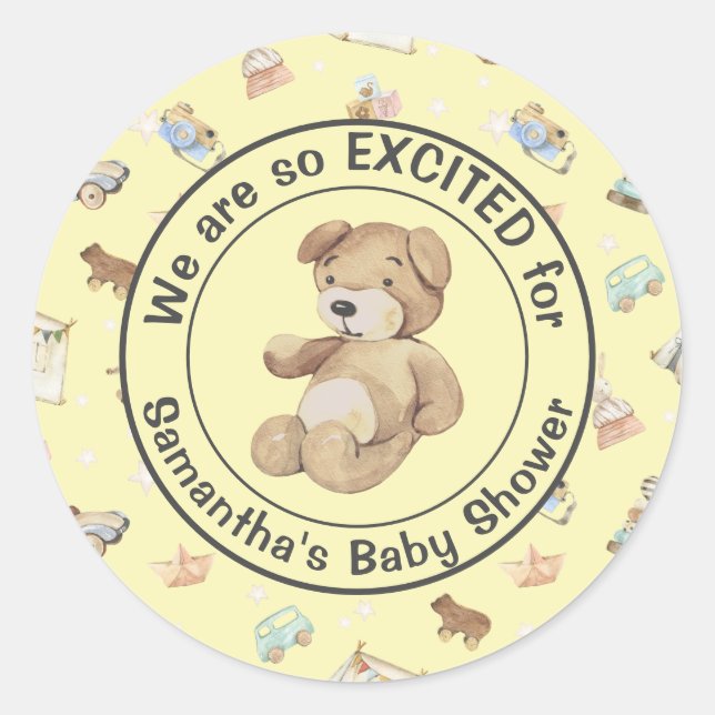 Boy or Girl Baby Shower Invite Envelope (20) Classic Round Sticker (Front)