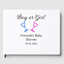 Boy or girl baby shower pink blue glass name date 