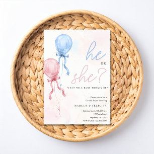 Boy or Girl? Balloon Gender Reveal Party Invitation