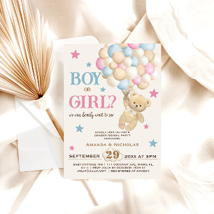 Boy Or Girl Bear Gender Reveal Invitation