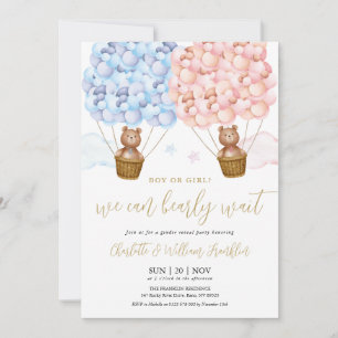 Boy Or Girl Bearly Wait Gender Reveal Party Invitation