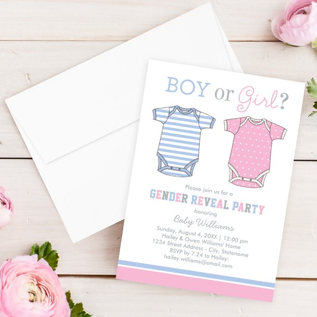 Boy or Girl Blue Pink Baby Gender Reveal Party Invitation (Creator Uploaded)