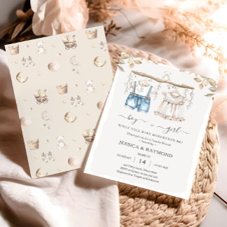 Boy or Girl Boho Gender Reveal Party Invitation