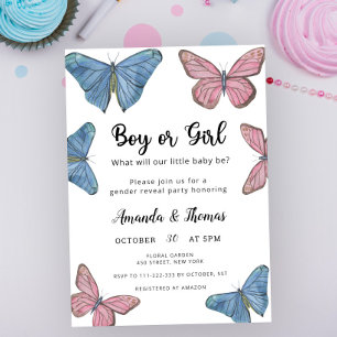 Boy or Girl! Butterflies - Gender Reveal  Invitation