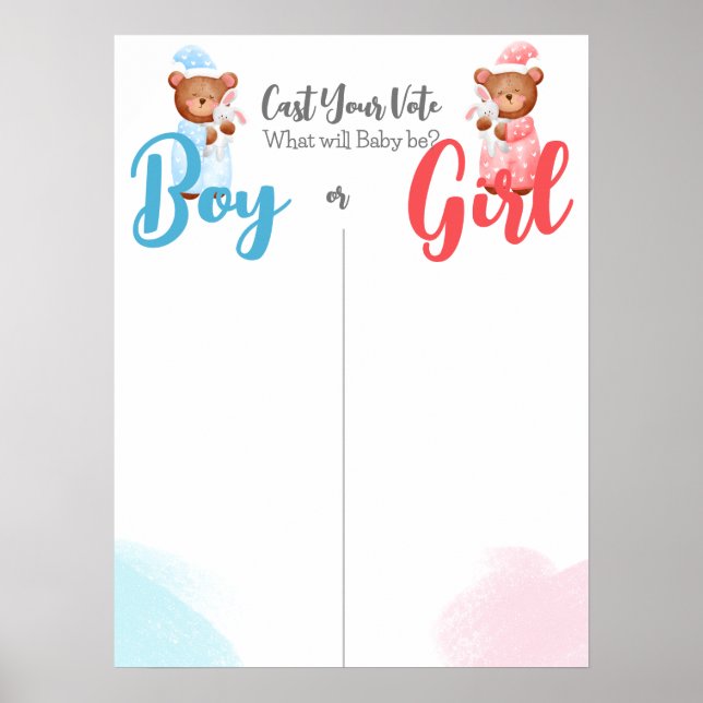 Boy or girl chart with teddy bears foam board (Front)