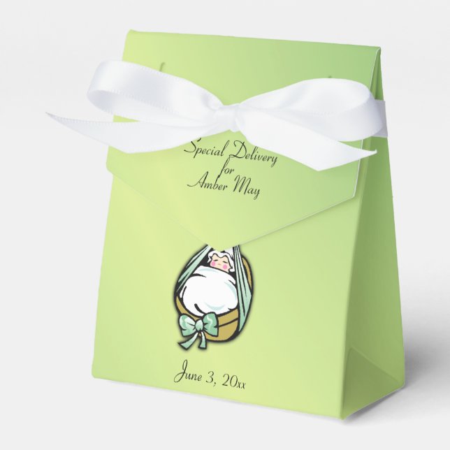 Boy or Girl Cute and Fun Delivery Stork Favour Box (Front Side)