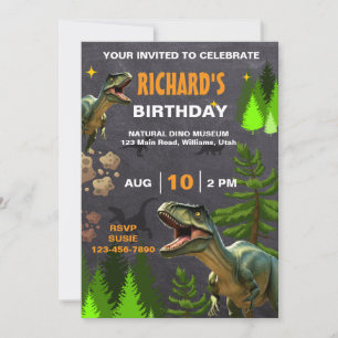 Boy or Girl Dinosaur Theme Birthday Party Invitation