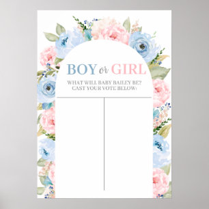Boy or Girl floral chart, Guess the Gender Poster