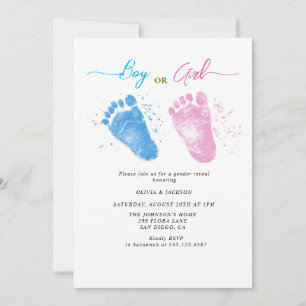 Boy or Girl footprints Gender Reveal Party  Invitation