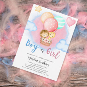 Boy or Girl Gender Reveal Baby Animal Invitation