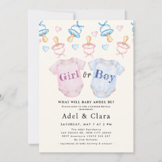 Boy or Girl | Gender Reveal Baby Shower Invitation