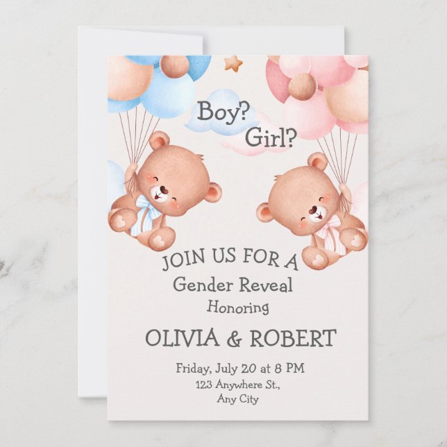 Boy or girl. Gender reveal/baby shower Invitation (Front)