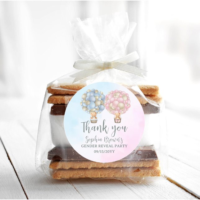 Boy or Girl Gender Reveal Baby Shower Party Classic Round Sticker (Creator Uploaded)