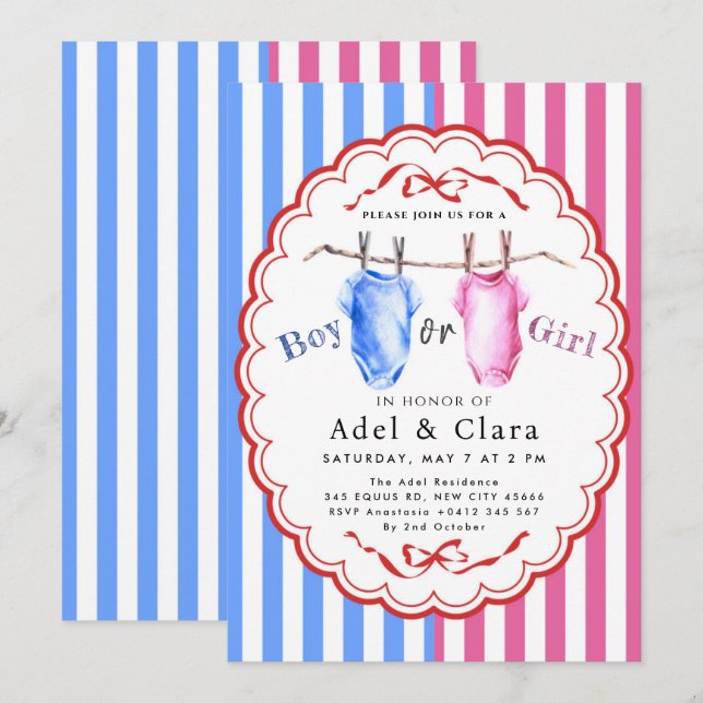Boy or Girl Gender Reveal Invitation (Front/Back)